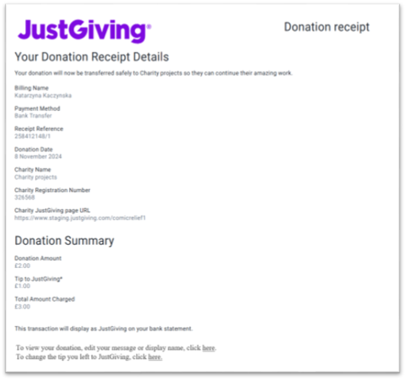 A donation receipt with text and images

AI-generated content may be incorrect.
